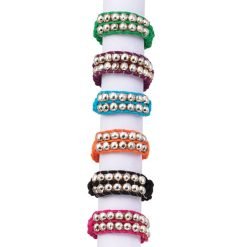 Silver Bead and Macrame Ring (24 pcs)