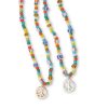 Multi Seed Bead Peace Sign 14" Necklace - 6 pcs