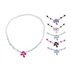 Enamel Mushroom White Seed Bead Stretch Anklet - (12pcs)