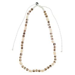 Coco & Dyed Shell White Cord Necklace-12pcs