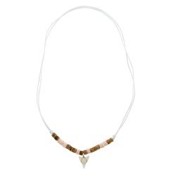Dyed Shell & Coco Sharktooth Linen Necklace-12pcs