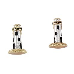 Two-Tone Lighthouse Stud Earrings-6pcs