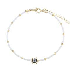 Pave Turtle Seedbead Anklet-6pcs