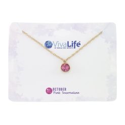 October~Pink Tourmaline Birthstone 16" Necklace-12pcs