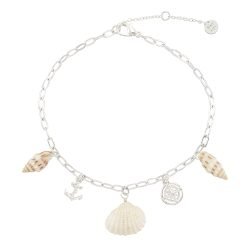 Anchor, Compass, Shell Charm Anklet-6pcs