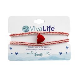 Rubber Coated Magnetic Heart on Shiny Cord Bracelet Set of 2 on Card-12pcs