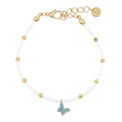 Pave Crystal Butterfly Seedbead Bracelet-6pcs
