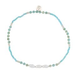 Triple Pearl/Metallic Colored Seedbead & Crystal Stretch Anklet-12pcs
