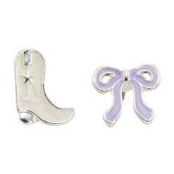 Enamel Cowgirl Boot & Bow Stud Earrings-12pcs
