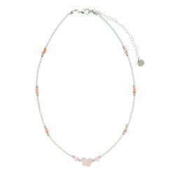 Mother of Pearl Butterfly Frosted Bead 15" Necklace-12pcs