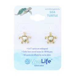 Crystal Heart Turtle Stud Earrings-12pcs