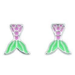 Enamel Mermaid Tail Stud Earrings-12pcs