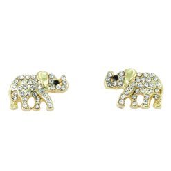 Crystal Elephant Stud Earrings-12pcs