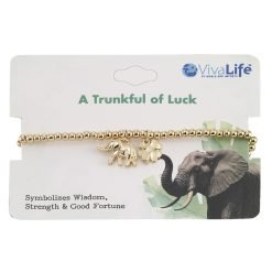 "Lucky" Elephant & Clover Stretch Bracelet-6pcs