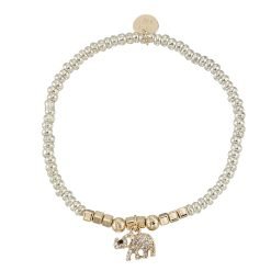 Crystal Elephant Seedbead Stretch Bracelet-6pcs