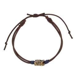 Brown and Black Leather Metal Bead Wave Bracelet-12pcs
