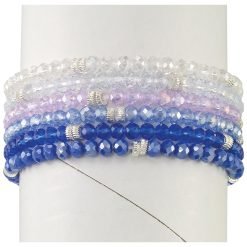 Crystal Glass Stretch Bracelets~BLUES-24pcs