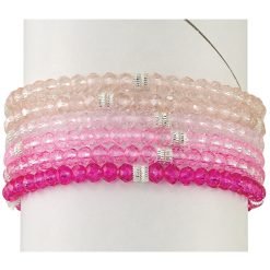 Crystal Glass Stretch Bracelets~PINKS-24pcs