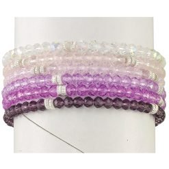 Crystal Glass Stretch Bracelets~PURPLES-24pcs