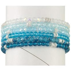 Crystal Glass Stretch Bracelets~LIGHT AQUAS-24pcs