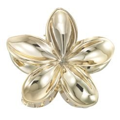 Metal & Pearlized Plumeria Hair Clips-6pcs