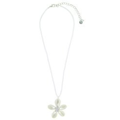Flower Cowrie & White Seedbead 16" Necklace-12pcs