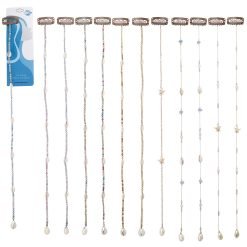 Assorted Crystal, Cowrie, Starfish & Pearl Hair Clip-In Extensions~15"-12pcs