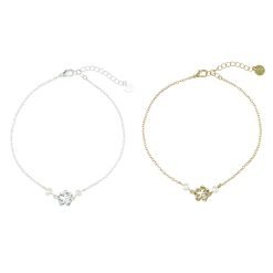 Hibiscus Flower & Freshwater Pearl Anklet-6pcs