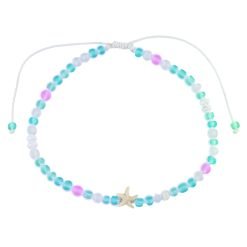 Starfish & Frosted Bead Shell Anklet-12pcs