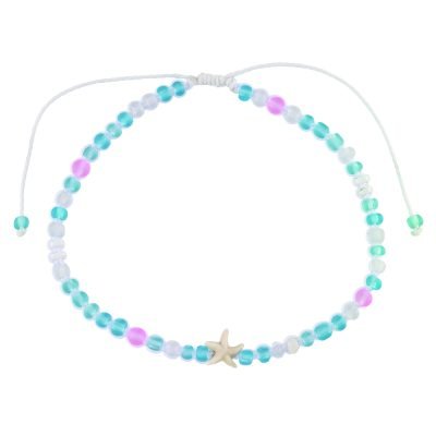 Starfish & Frosted Bead Shell Anklet-12pcs