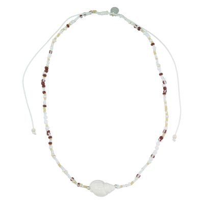 Ceramic Nautilus & Conch Shell Seedbead Necklace-12pcs